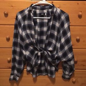 Urban Outfitters blue plaid tie up shirt